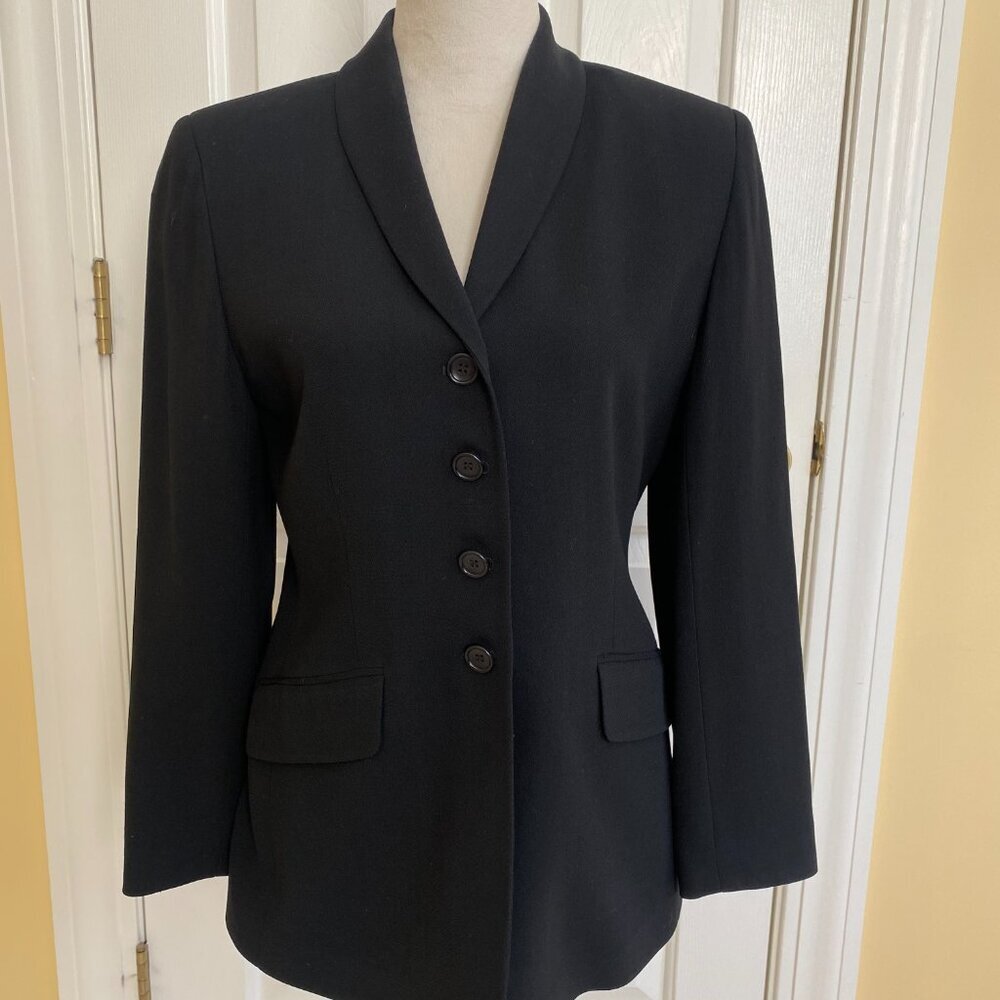ANN TAYLOR women's 4-button, black blazer, fully lined, 100% soft wool, sz 4P